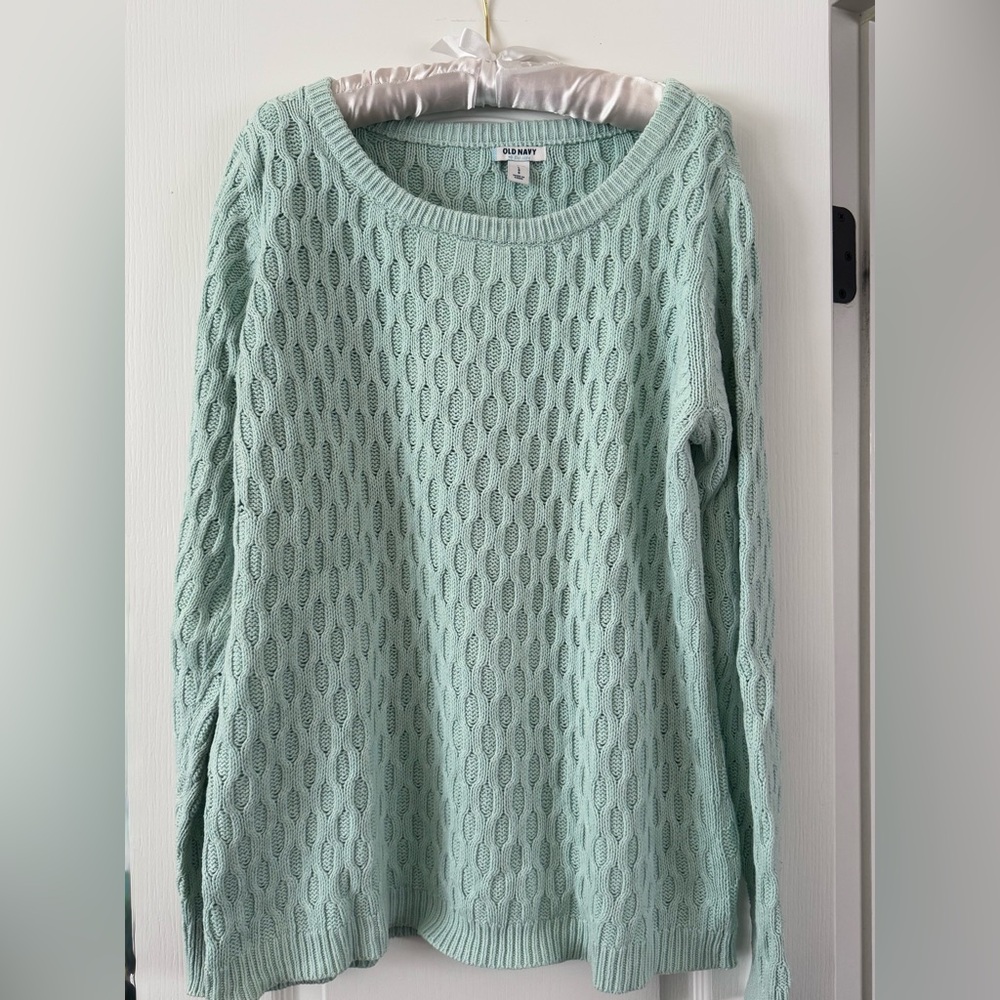 Cotton Blend Cable Knit Old Navy Sweater - Light Aqua